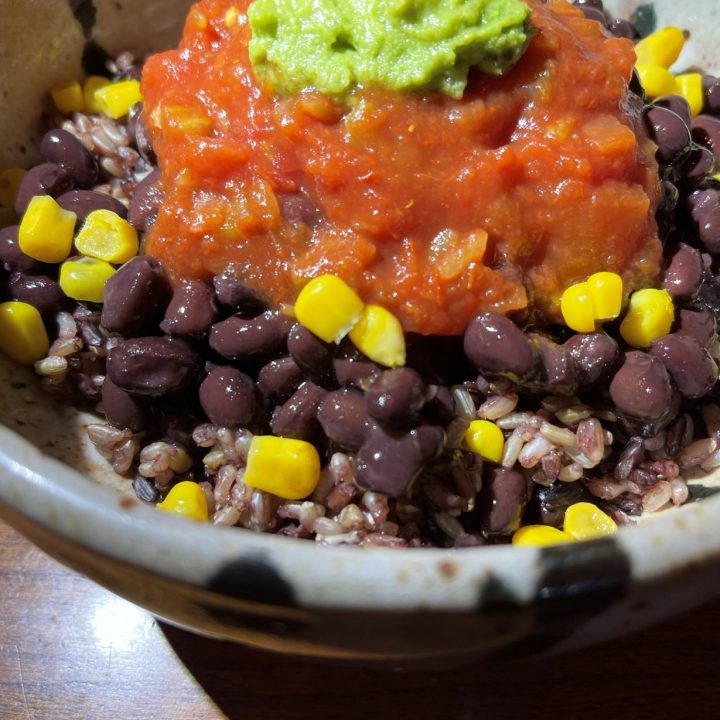 Sausty black beans and rice